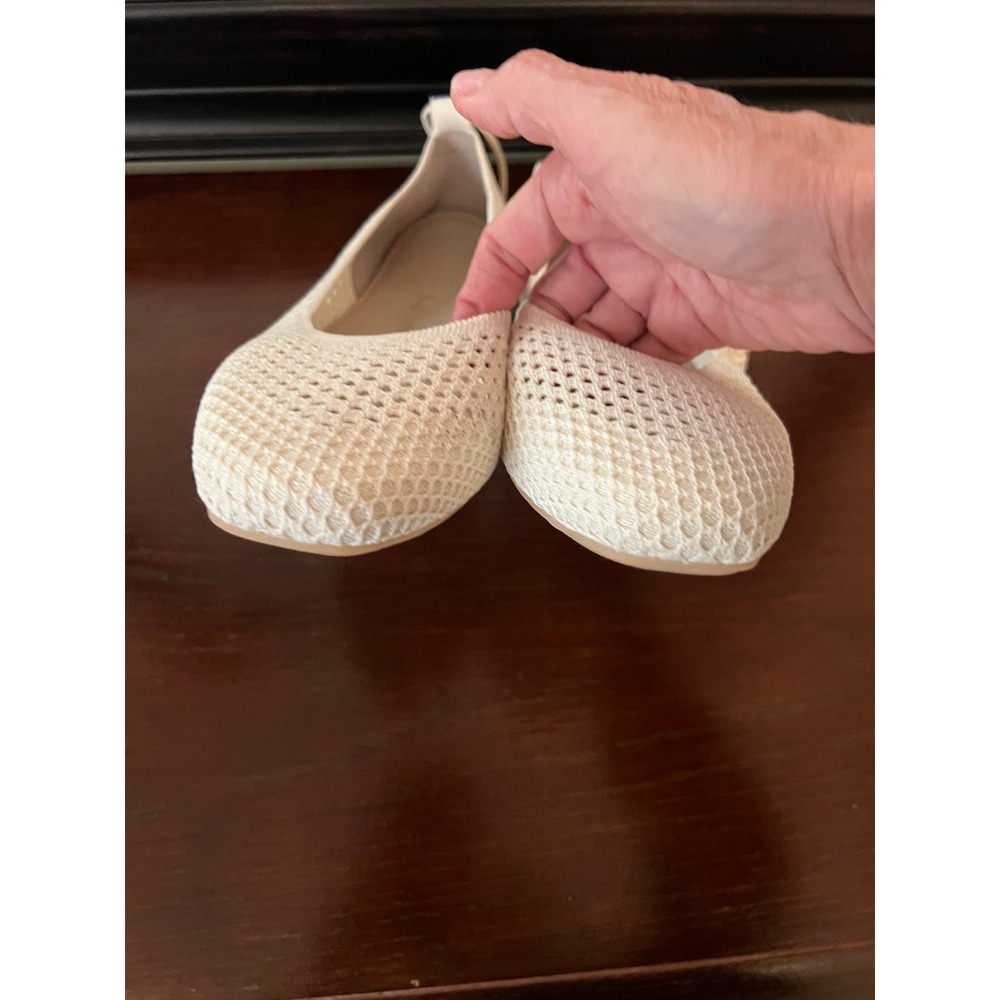 Rothy's Ballet Flats Women 10.5 Vanilla The Wrap Ankle Tie Sustainable Knit Shoe - Picture 4 of 6
